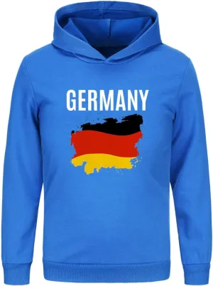 Teen Boy Girl German Flag Pullover Hoodie Kids Toddler Long Sleeve Printed Sweatshirt with Hood Fashion Letter Tops