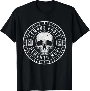 Tempus Fugit Shirt Memento Mori Latin Phrase Skull Stoic T-Shirt