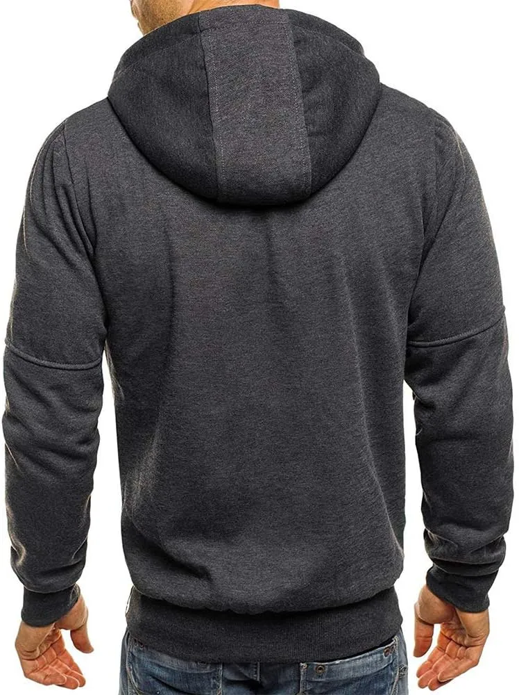 Thatrich Mens Oversized Hoodies Full Zip Hood Sweatshirt Lightweight Fleece Lined Jacket Casual Workout Sweatshirts Outerwear