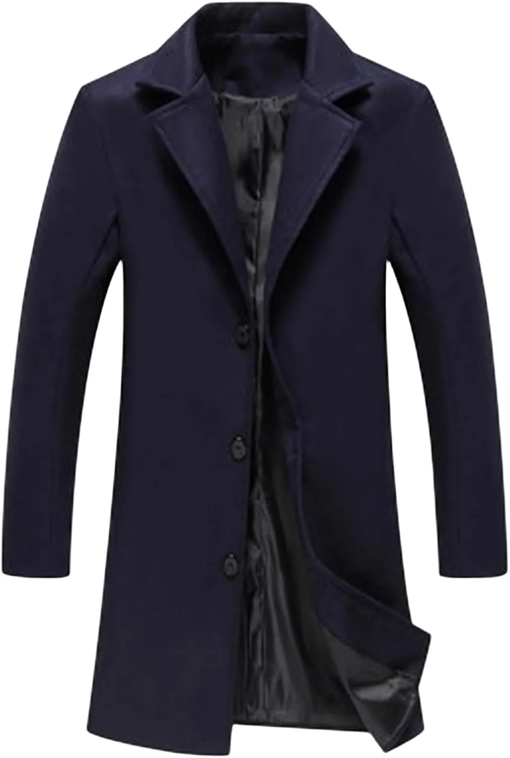 Thatrich Men's Pea Coat Casual Business Trench Coat Long Windbreaker Jacket Wool Blend Blazer Single Breasted Overcoat Coats