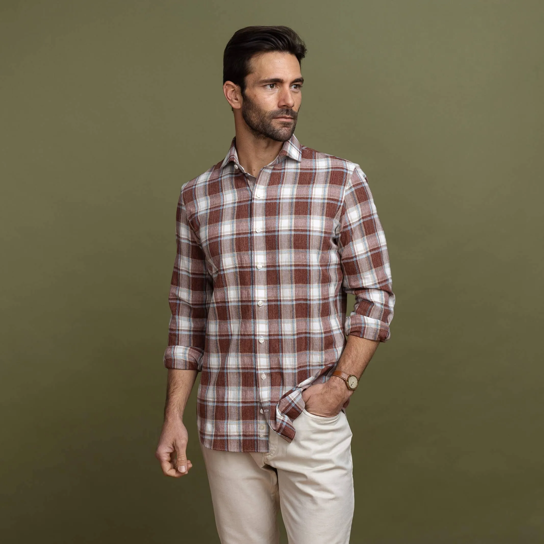 The Brick Red Dorset Plaid Casual Shirt