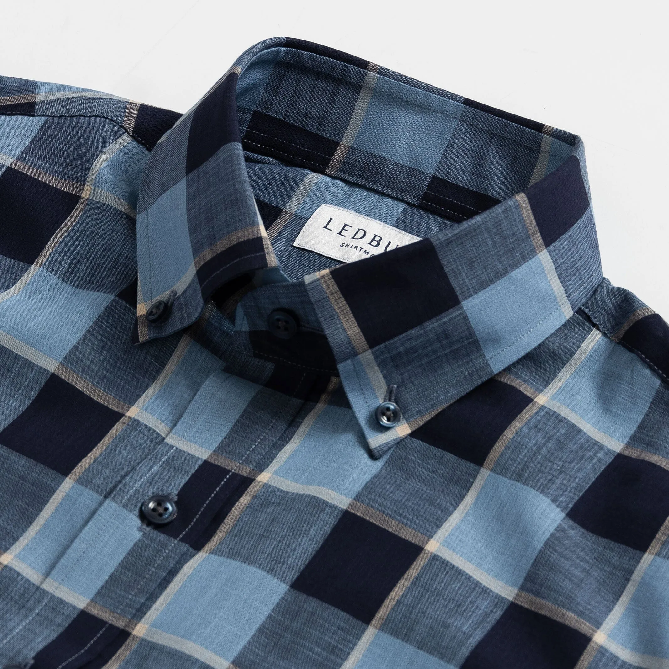 The Smoky Blue Albini Olson Plaid Custom Shirt