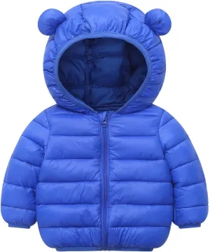 Toddler Baby Boys Girls Puffer Jackets Winter Light Weight Padded Coat Solid Color Warm Cotton Jacket with Hood