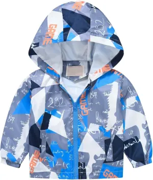 Toddler Baby Spring Jacket Girls Boys Cute Cartoon Windbreaker Coats Rain Jacket Hooded Zip Light Outerwear