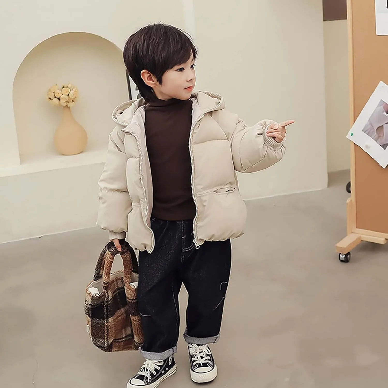 Toddler Girl Coat Kids Toddler Baby Girls Boys Winter Warm Thick Solid Cotton Long Sleeve Padded Jacket Coat
