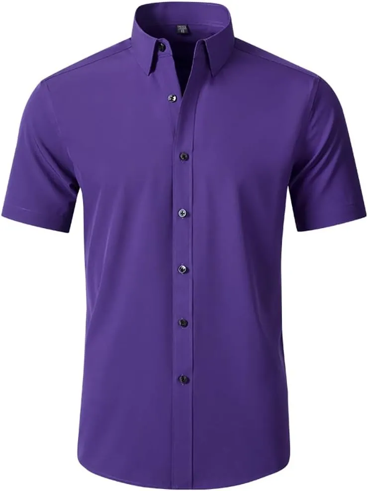TopTie Men's Short Sleeve Shirt, Wrinkle-Resistant Business Formal Dress Shirt