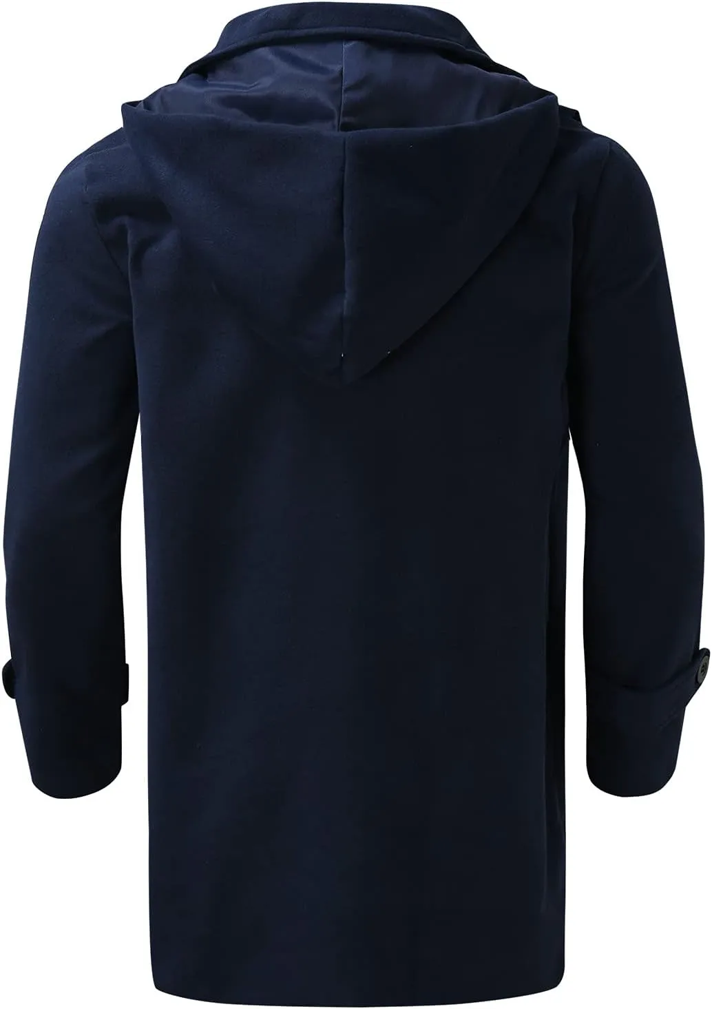 Trench Coat Men Wool Blend Single Breasted Walking Toggle Duffle Coat Notched Lapel Winter Chunky Warm Overcoat