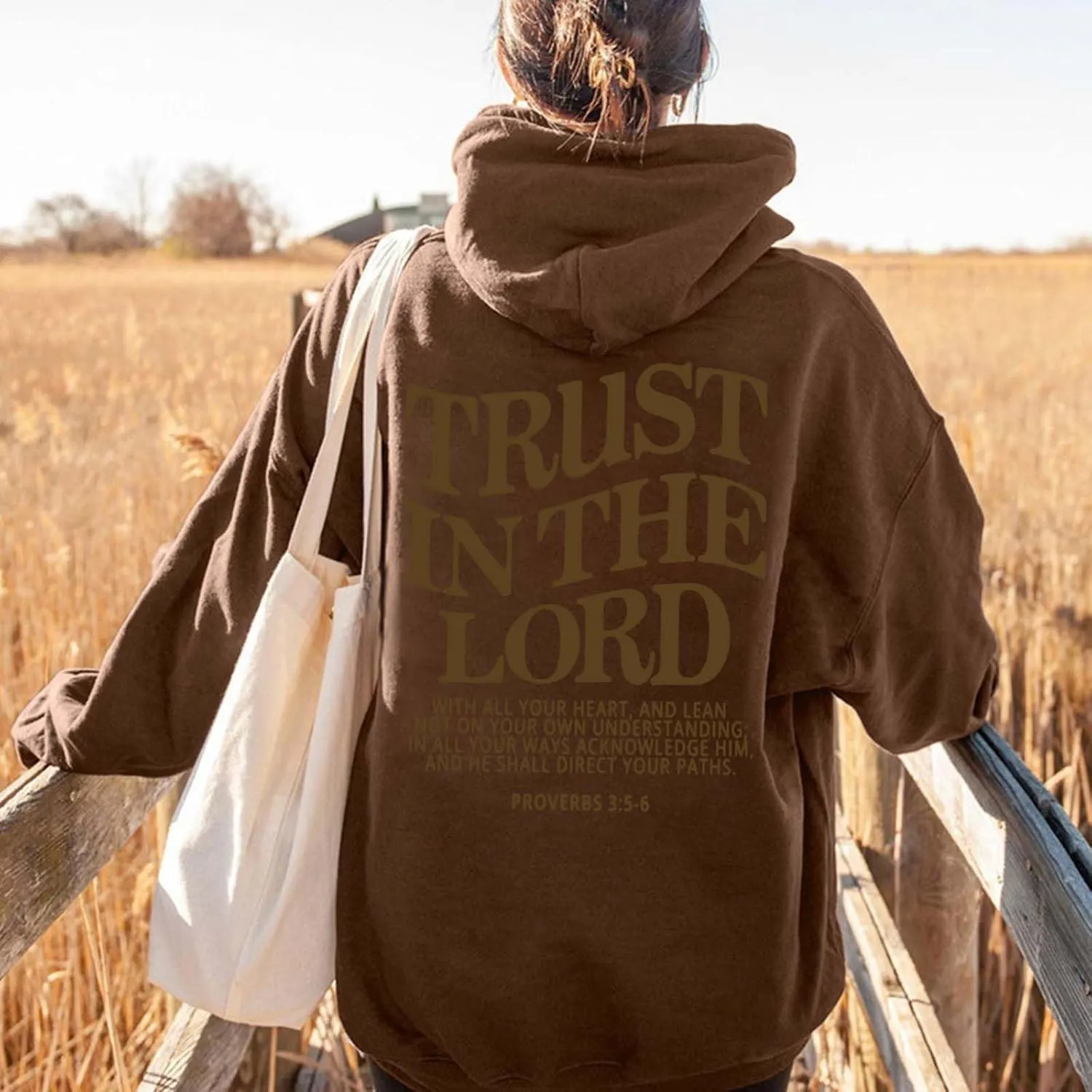 Trust in the Lord Christian Bible Verse Hoodie Jesus Saves Faith Sweatshirt Pullover Tops Fall Harajuku Stre