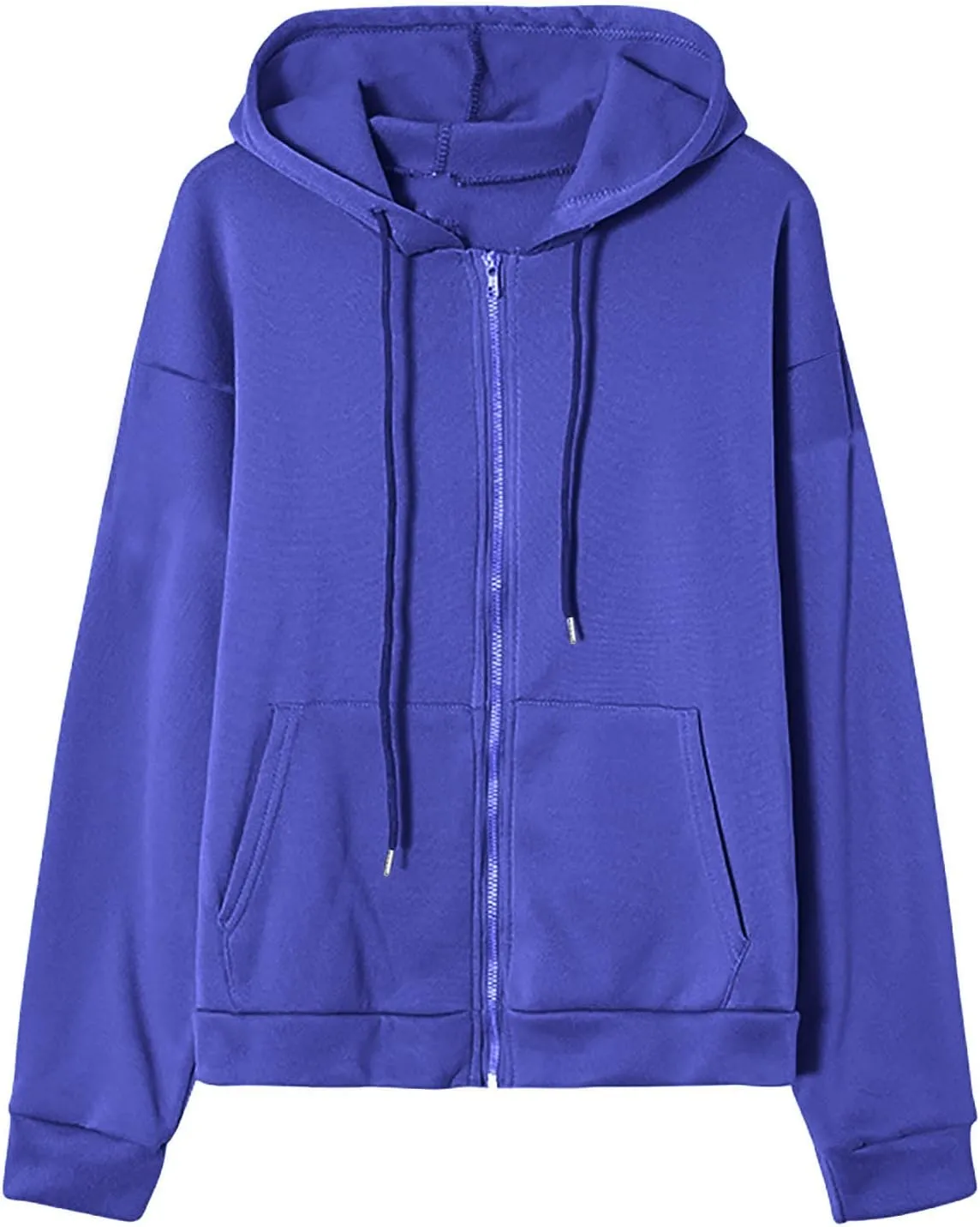 TUNUSKAT Womens Zip Up Hoodie Fall Oversized Sweatshirts Teen Girl Y2K Clothes Casual Drawstring Gym Jackets with Pockets