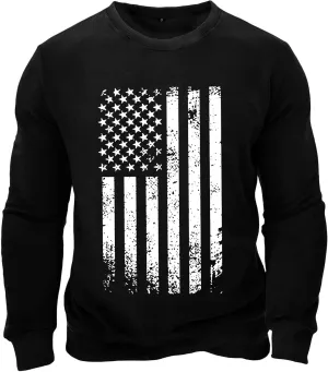 USA Flag Patriotic Sweatshirt for Men Plus Size Crewneck Pullover Fall Tops Casual Gym Shirts Workout Sweater
