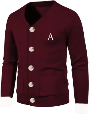 V Neck Sweaters Cardigan Men's Long Sleeve Top Button Down Shirt Father Office Fall Tops 2025 Clothes