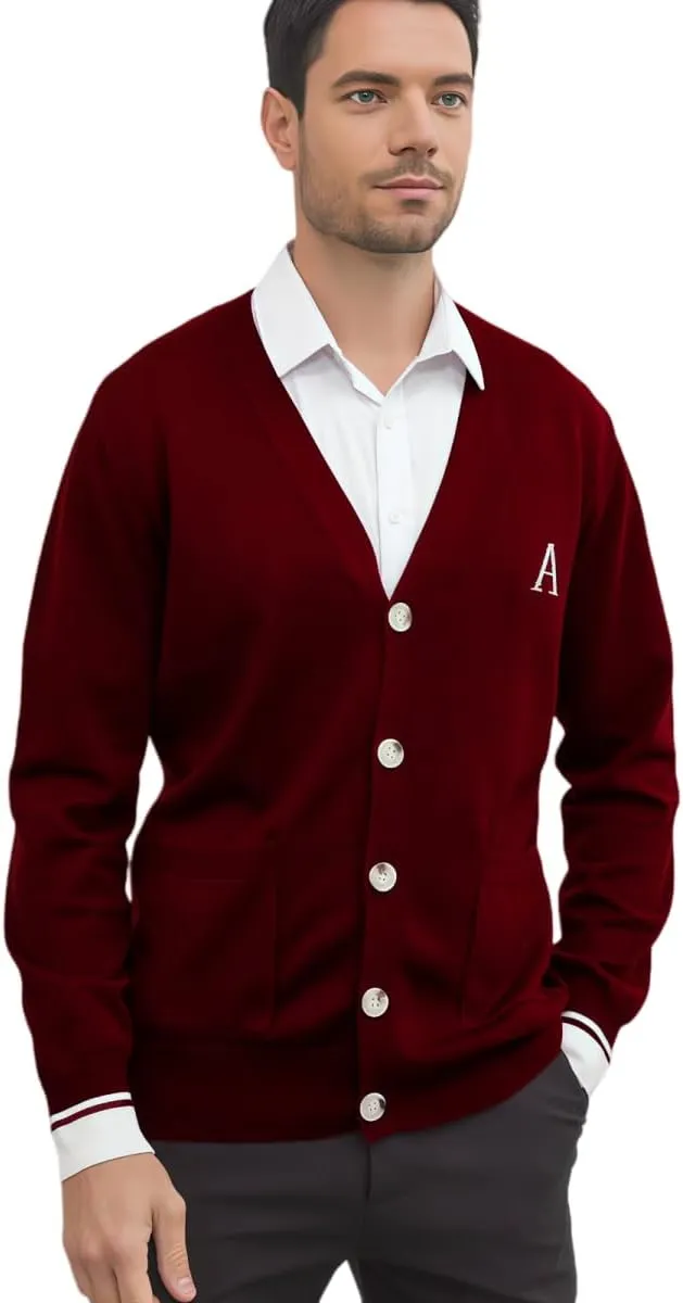 V Neck Sweaters Cardigan Men's Long Sleeve Top Button Down Shirt Father Office Fall Tops 2025 Clothes