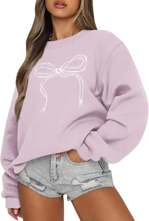 Valentines Sweatshirts for Women Crewneck Comfy Cute Oversized Sweatshirt Baggy Drop Shoulder Cotton Fleece Pullover