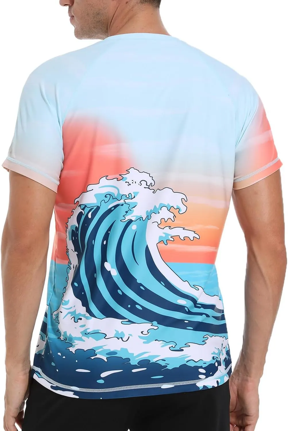 VAYAGER Men's Swim Shirt UPF 50  UV Sun Protection Quick Dry Rash Guard Shirts Short Sleeve Surf Shirt Fishing Beach T-Shirt
