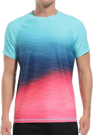 VAYAGER Men's Swim Shirt UPF 50  UV Sun Protection Quick Dry Rash Guard Shirts Short Sleeve Surf Shirt Fishing Beach T-Shirt