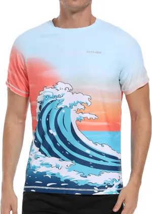 VAYAGER Men's Swim Shirt UPF 50  UV Sun Protection Quick Dry Rash Guard Shirts Short Sleeve Surf Shirt Fishing Beach T-Shirt