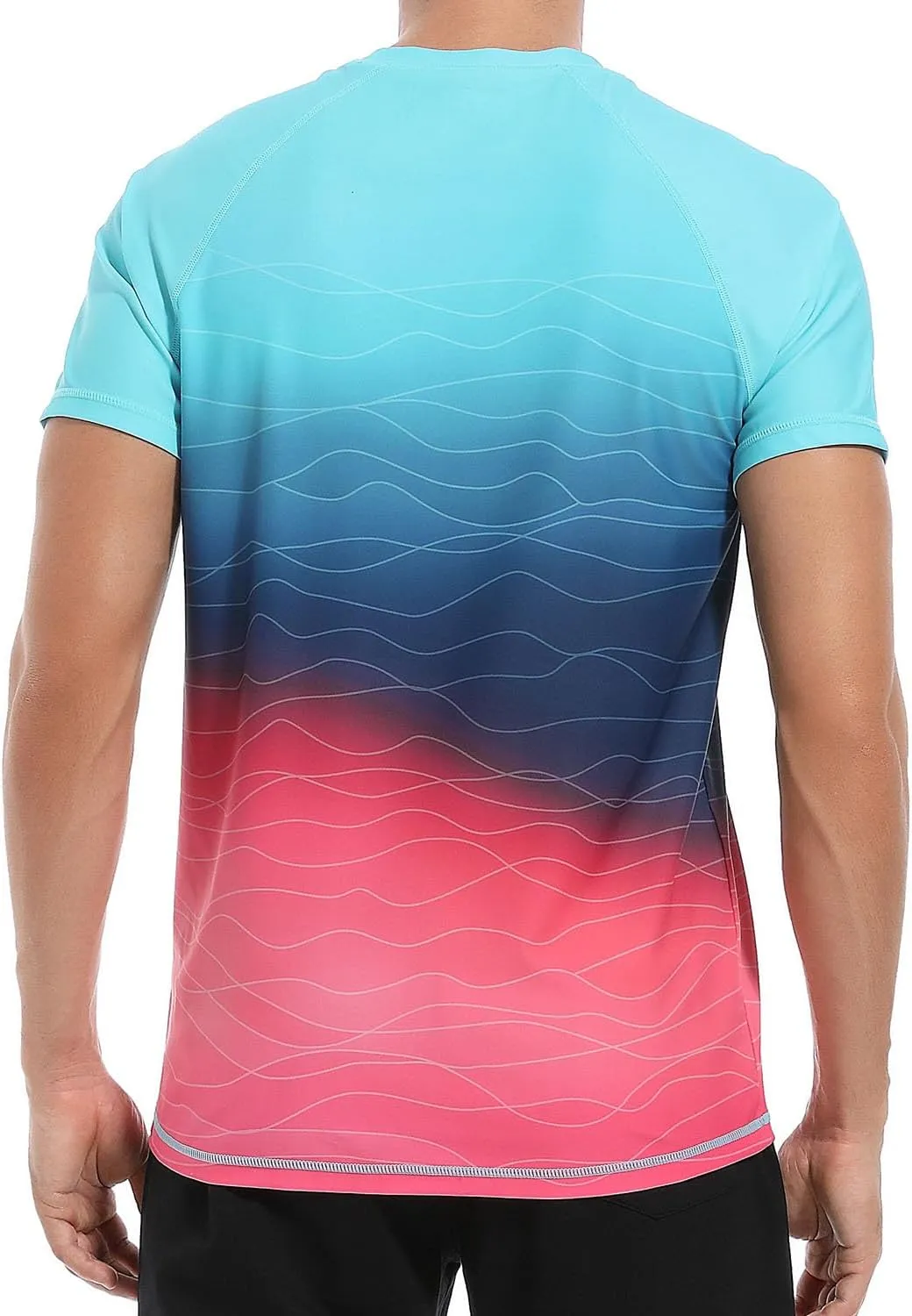 VAYAGER Men's Swim Shirt UPF 50  UV Sun Protection Quick Dry Rash Guard Shirts Short Sleeve Surf Shirt Fishing Beach T-Shirt