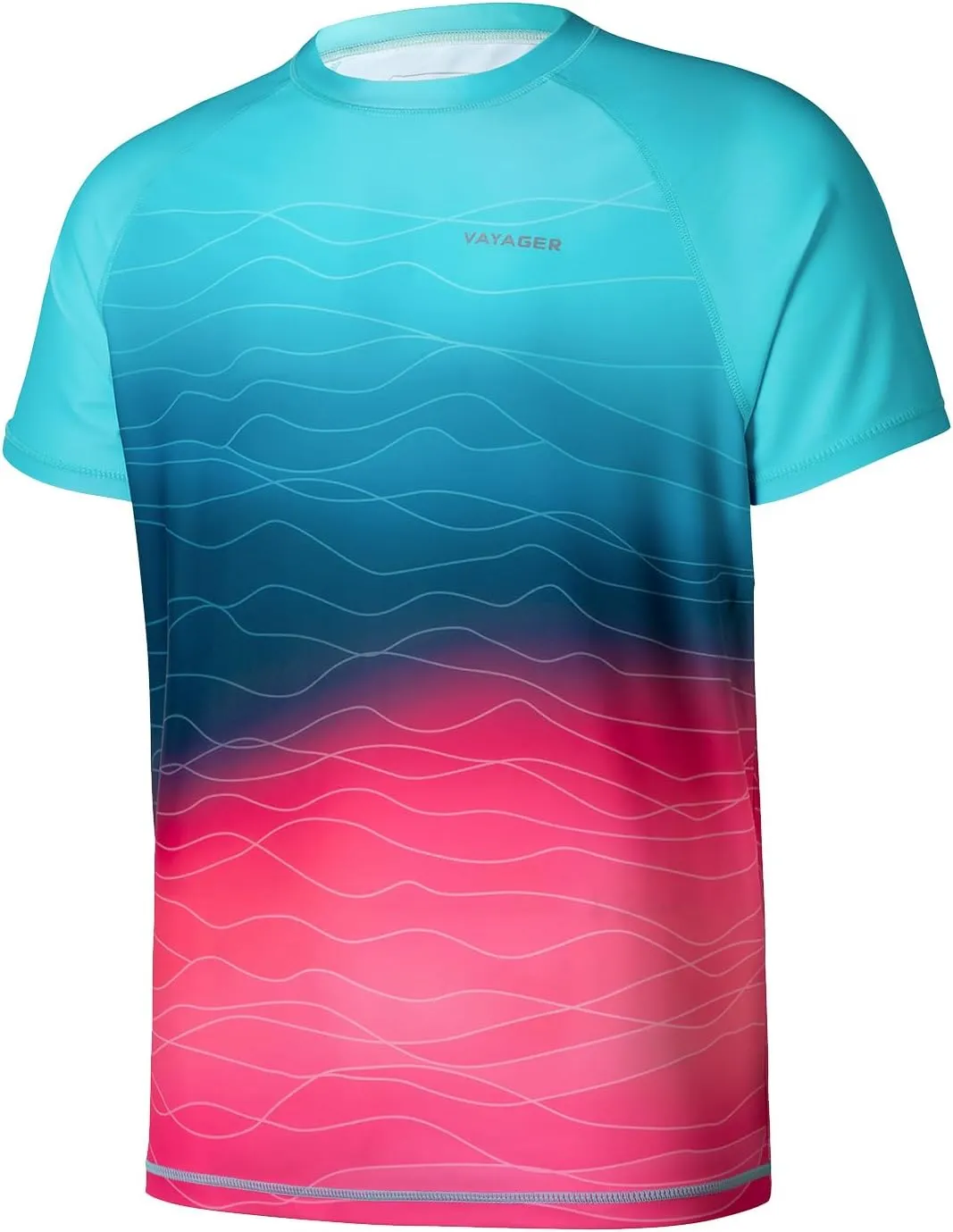 VAYAGER Men's Swim Shirt UPF 50  UV Sun Protection Quick Dry Rash Guard Shirts Short Sleeve Surf Shirt Fishing Beach T-Shirt
