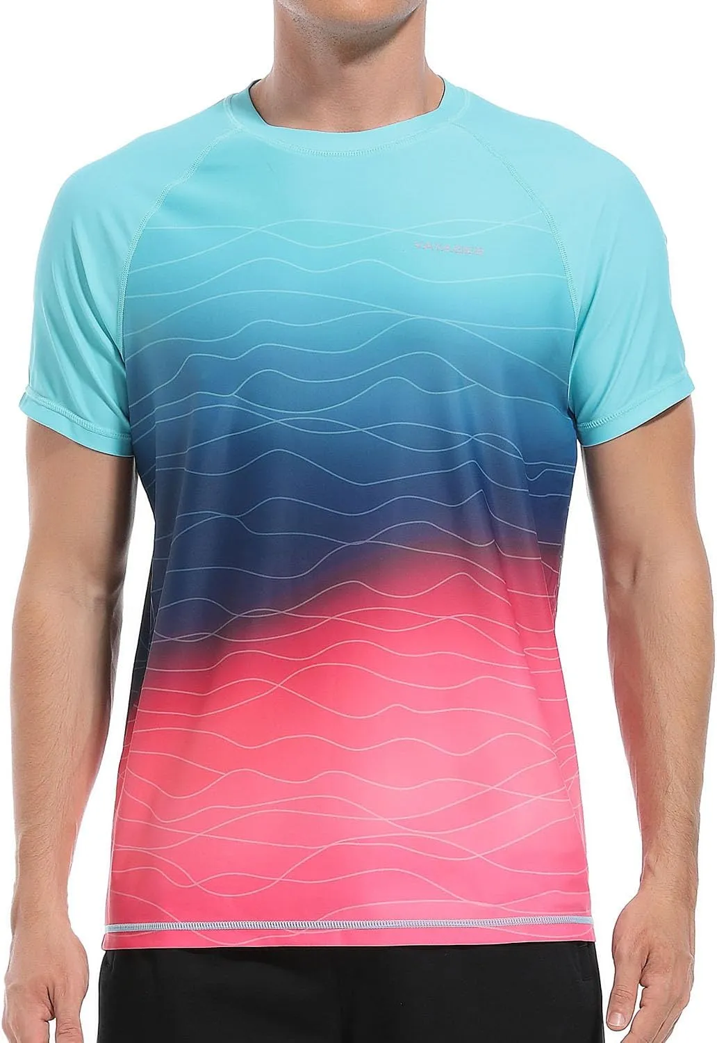 VAYAGER Men's Swim Shirt UPF 50  UV Sun Protection Quick Dry Rash Guard Shirts Short Sleeve Surf Shirt Fishing Beach T-Shirt