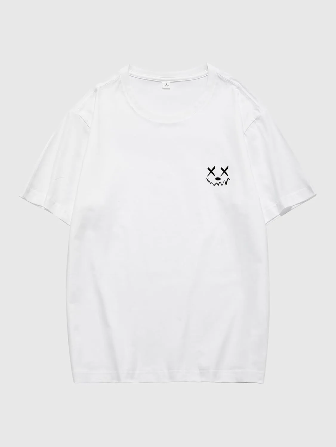 Verdusa Men's Letter Graphic Tees Oversized Cotton T Shirt Drop Shoulder Crew Neck Slogan Tee Top
