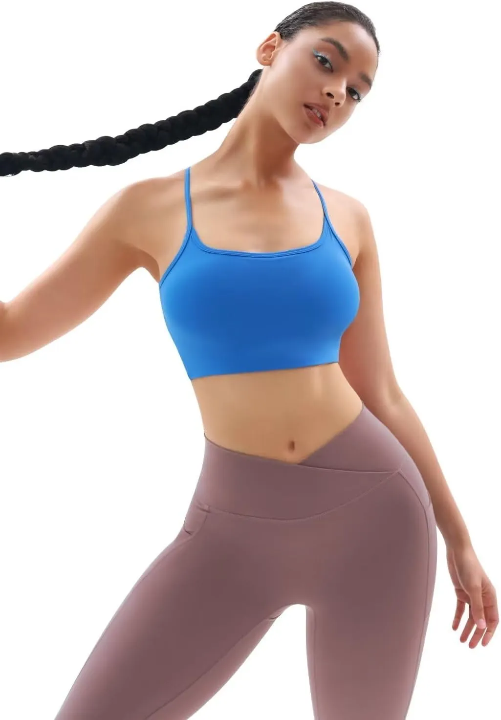 Vertvie Women's High Waisted Leggings Crossover V Waist Butt Lift Yoga Pants Athletic Tummy Control Workout Leggings