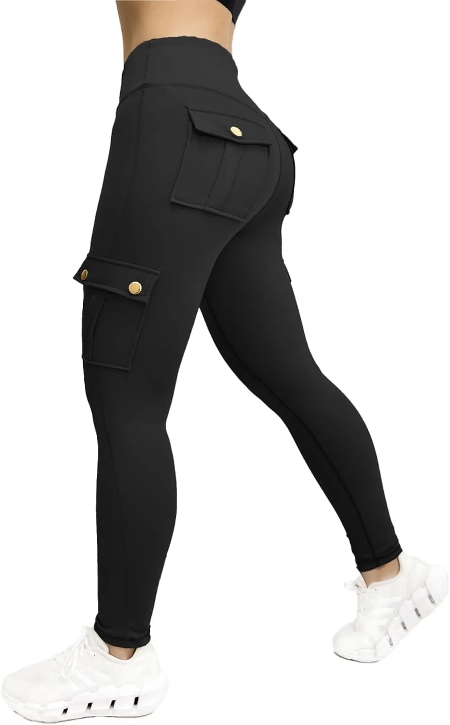Wavar Scrunch Butt Lifting Leggings with Pockets Cargo Leggings for Women Workout Cargo Pants Tummy Control Yoga Pants