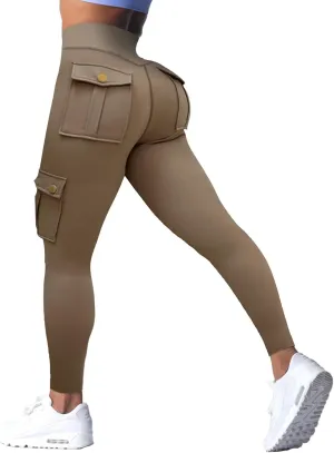 Wavar Scrunch Butt Lifting Leggings with Pockets Cargo Leggings for Women Workout Cargo Pants Tummy Control Yoga Pants