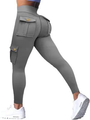 Wavar Scrunch Butt Lifting Leggings with Pockets Cargo Leggings for Women Workout Cargo Pants Tummy Control Yoga Pants