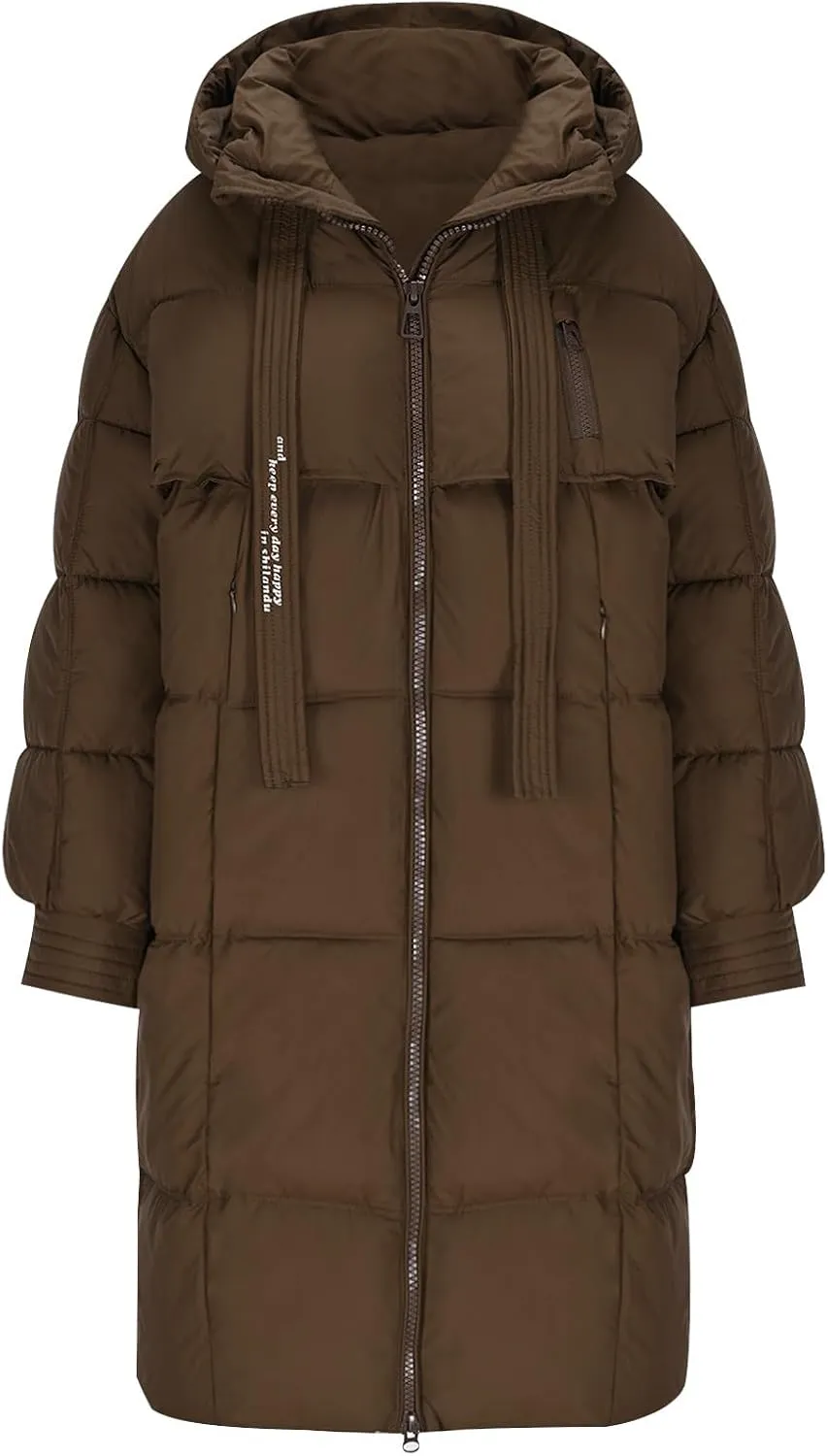 Winter Coats for Women Cotton Padded Down Jacket Mid Length Quilted Overcoat Solid Color Outwear with Hooded 2024