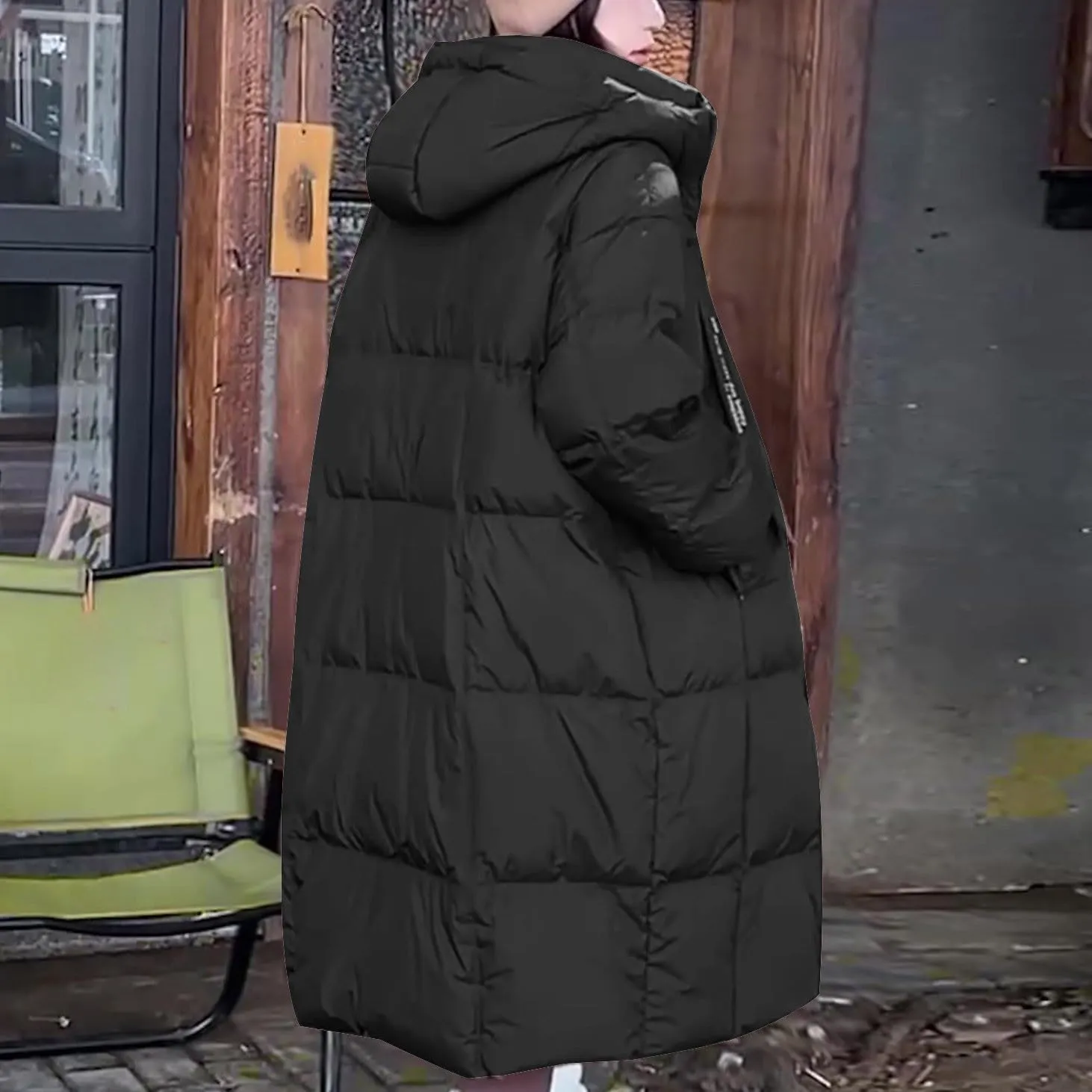 Winter Coats for Women Cotton Padded Down Jacket Mid Length Quilted Overcoat Solid Color Outwear with Hooded 2024