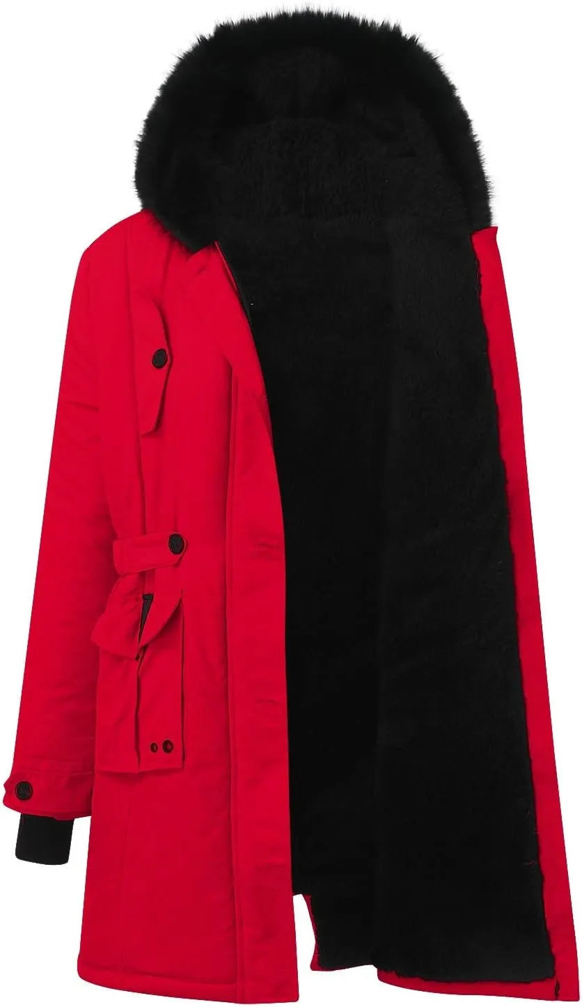 Winter Warm Parka Jacket Lapel Collar Long Sleeve Jacket Vintage Thicken Coat Jacket Warm Hooded Thick Padded