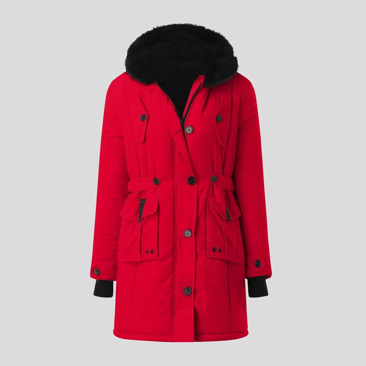 Winter Warm Parka Jacket Lapel Collar Long Sleeve Jacket Vintage Thicken Coat Jacket Warm Hooded Thick Padded