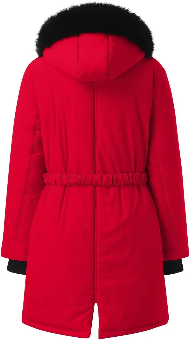 Winter Warm Parka Jacket Lapel Collar Long Sleeve Jacket Vintage Thicken Coat Jacket Warm Hooded Thick Padded