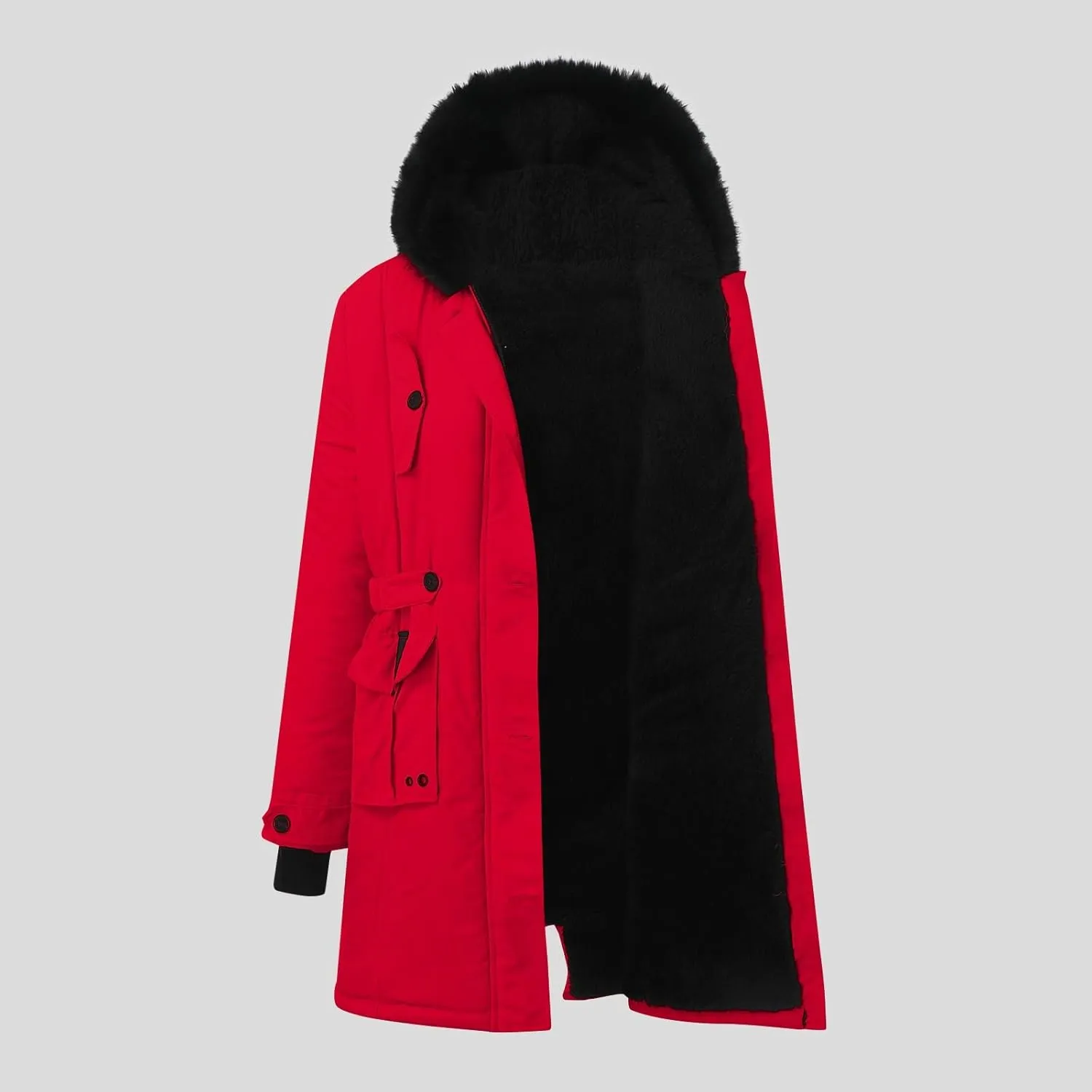 Winter Warm Parka Jacket Lapel Collar Long Sleeve Jacket Vintage Thicken Coat Jacket Warm Hooded Thick Padded