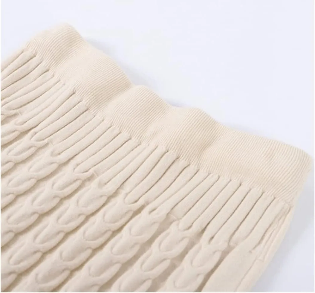 Women Knitted Cable Twist Skirts Autumn Winter Thick Warm Midi Skirt Elastic Band High Waist Tulle Skirt