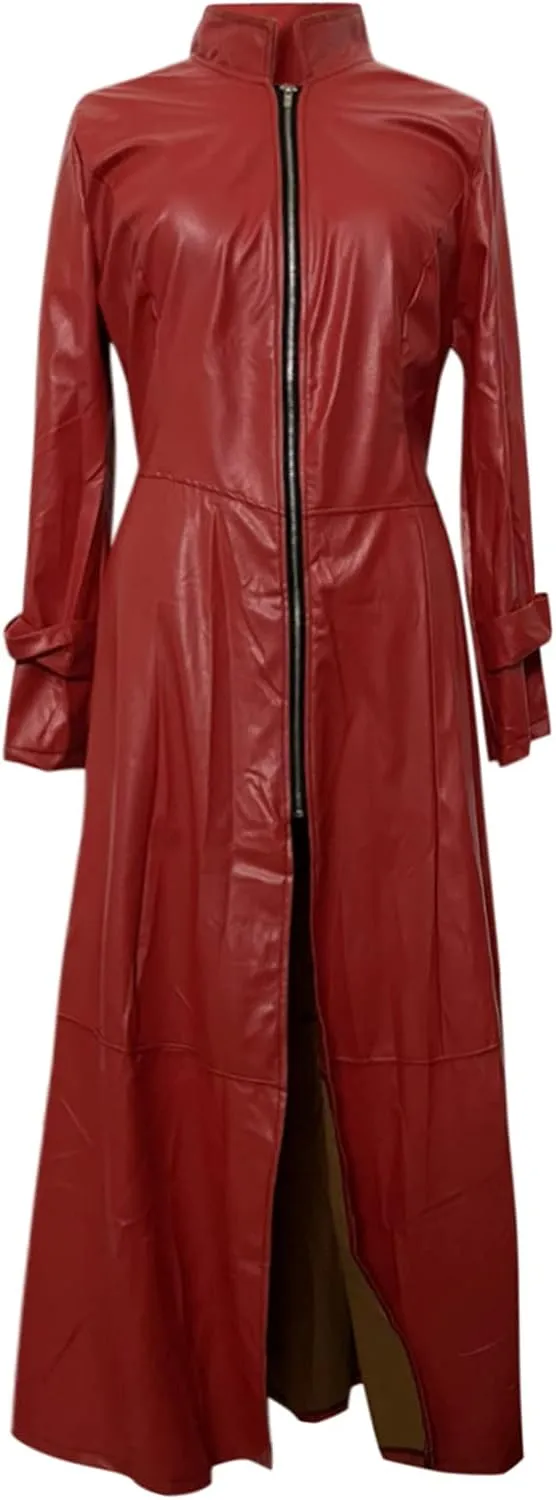 Women Leather Jacket 2024 Long Sleeve Overcoat Dress Zipper Leather Long Coats Lapel Collar Outerwear Winter