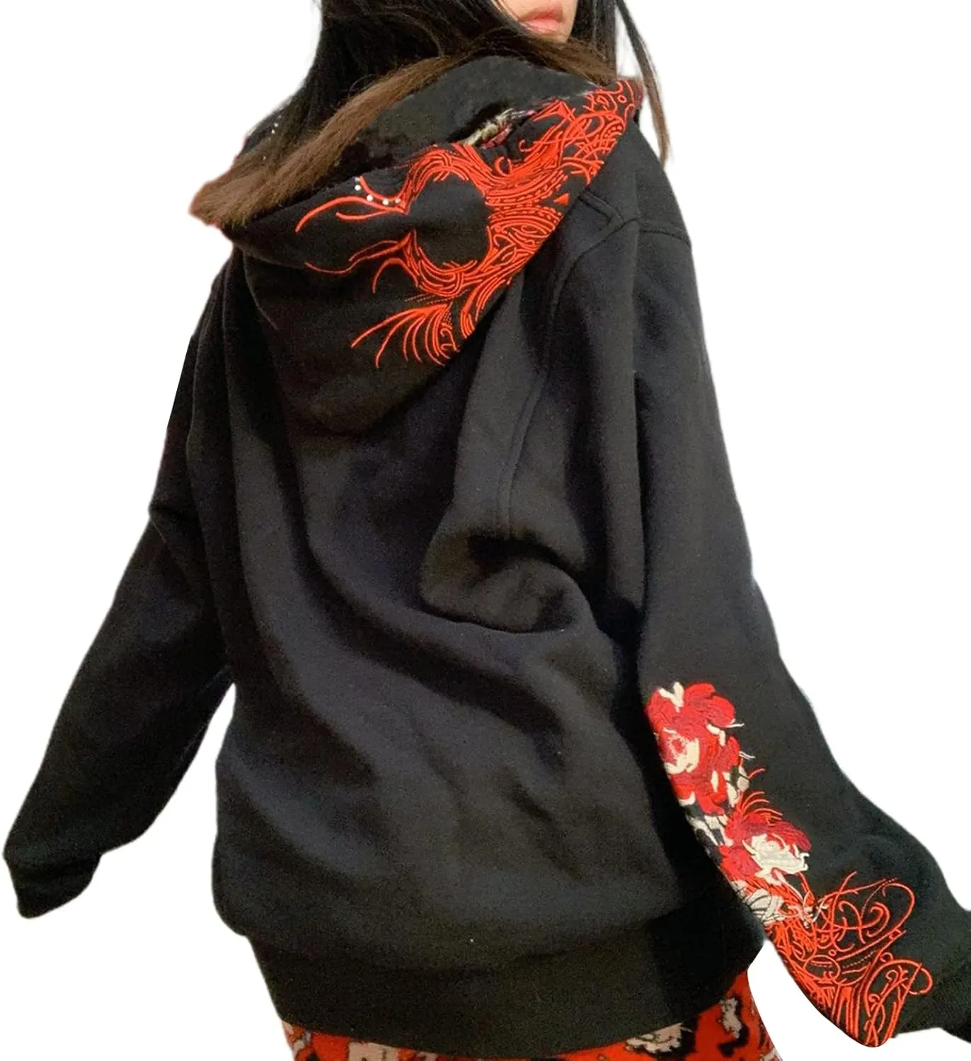 Women Men Y2k Zip Up Hoodie Oversized Skeleton Graphic Hoodies Jacket Aesthetic Vintage Gothic Grunge Sweatshirt