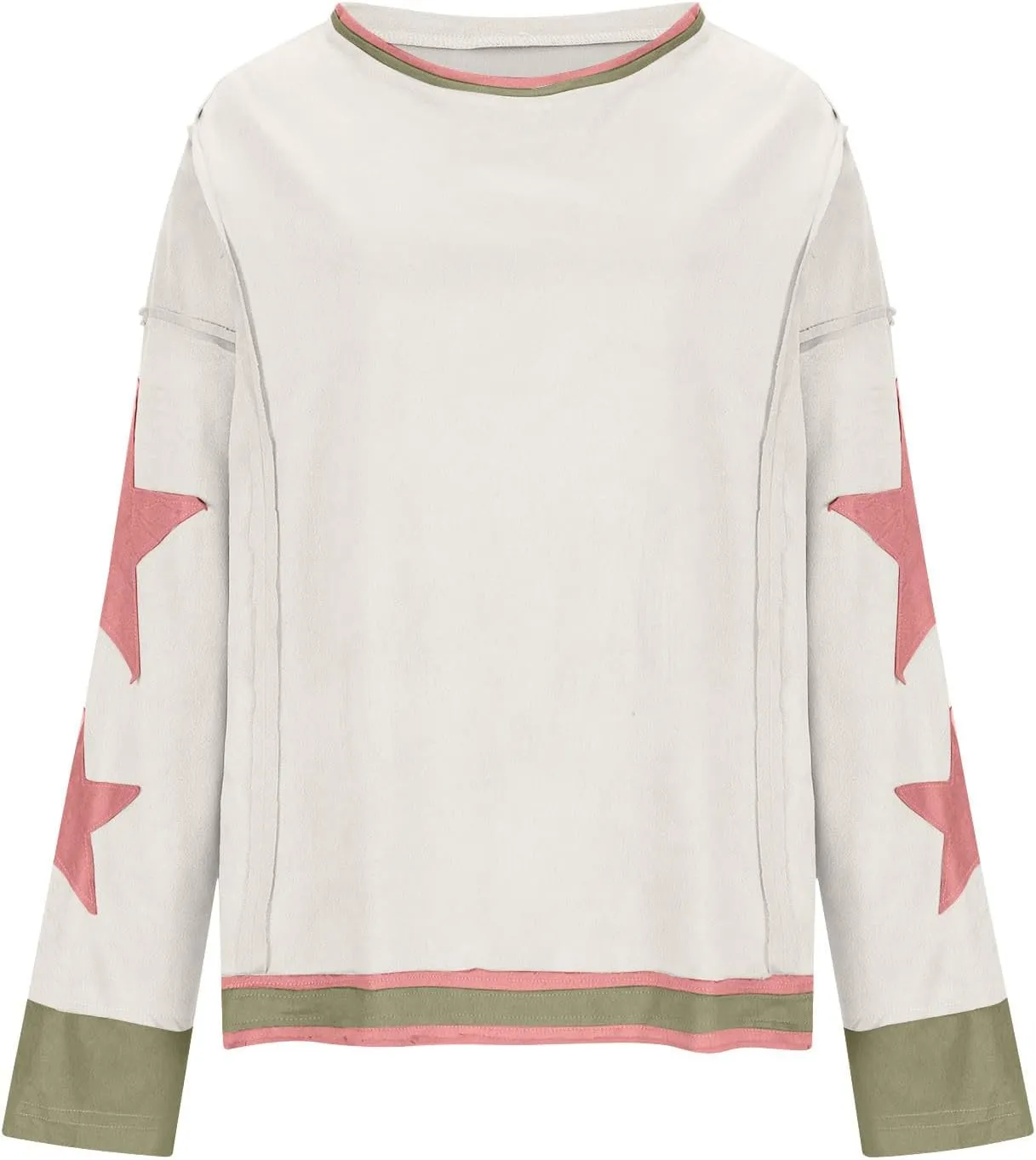 Women Oversize Sweatshirts Crewneck Long Sleeve Star Print Casual Loose Pullover Fall Fashion 2024 Clothes Tops