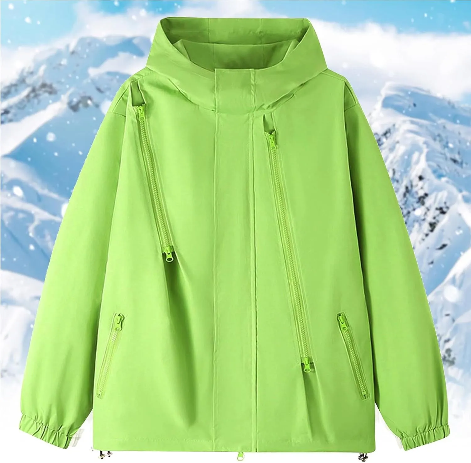Women Oversized Rain Jackets Hooded Waterproof Windproof Raincoat with Pockets, Loose Zip Up Windbreaker Rain Coat