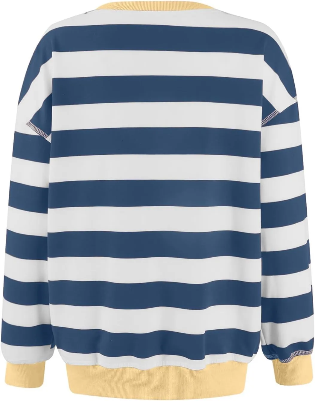 Women Oversized Sweatshirt Long Sleeve Crewneck Color Block Striped Pullover Tops
