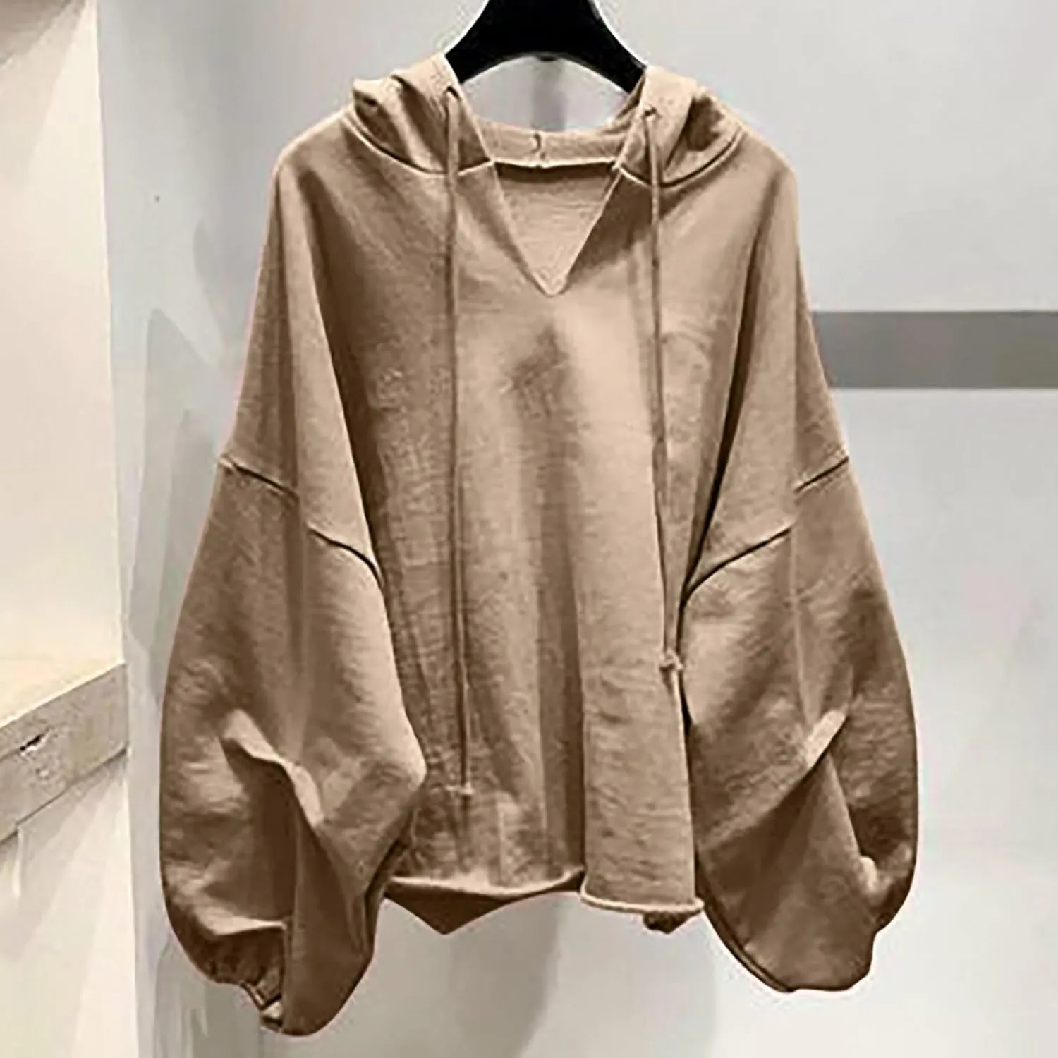 Women Oversized V Neck Hoodies Long Sleeve Comfy Sweatshirts Casual Fall Fashion Pullover Winter Clothes 2024