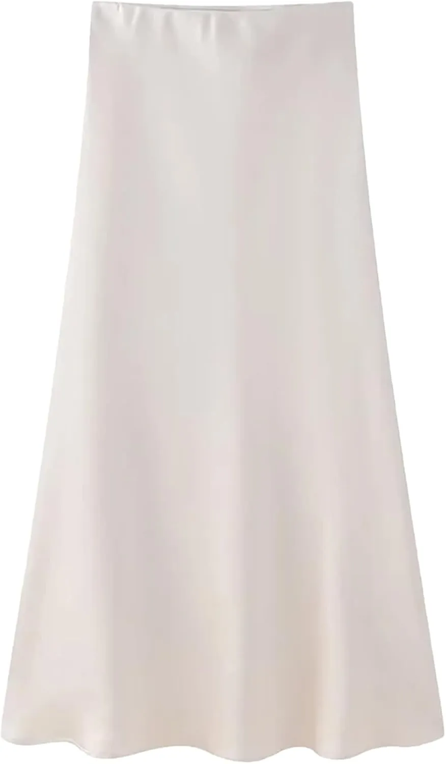 Women Vintage Casual Skirt Solid Silky Satin Straight Elasticwaist Midi Skirt Spring Summer Skirt