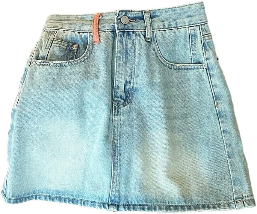 Women Washing Blue High Waisted Denim Short Skirt Retro Young Girl Sexy Mini Skirt