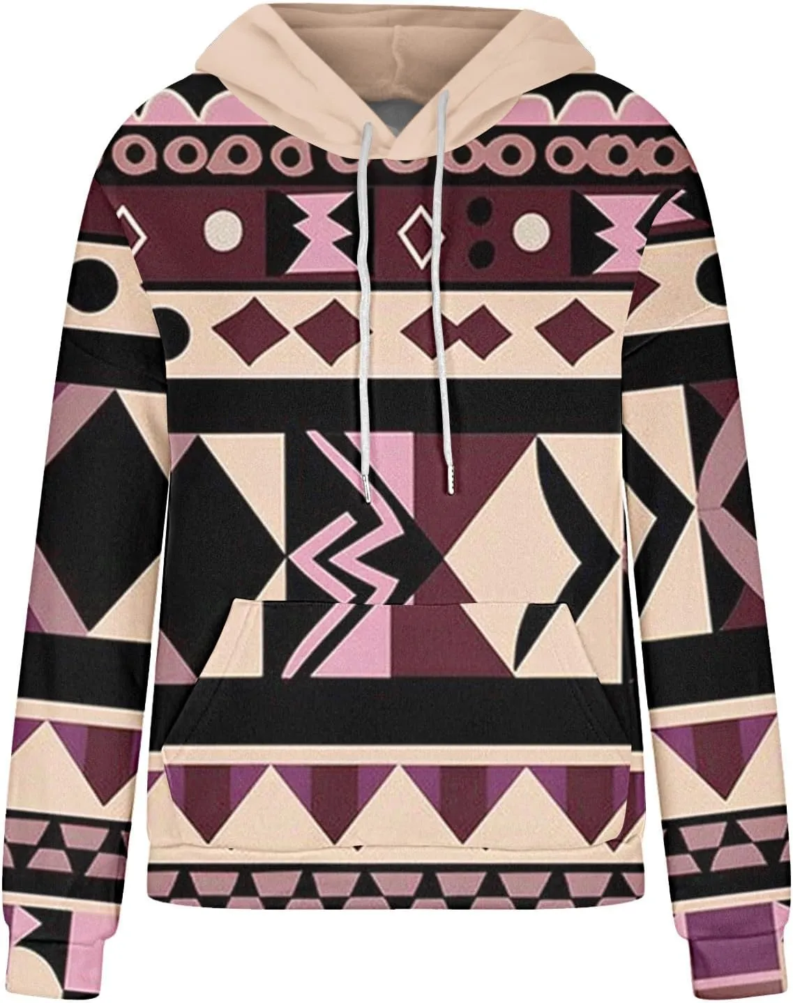 Women Western Ethic Hoodie Aztec Style Print Graphic Sweatshirts Pullover Hooded Pullover Tops Shirts Vintage Clothing