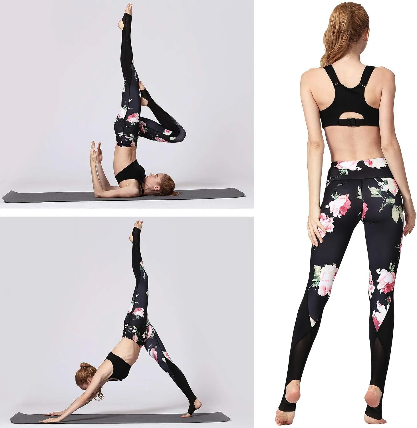 Women Yoga Pants Printed Over The Heel Stirrup Yoga Leggings High Waist Power Flex Capris Leggings for Fitness Running