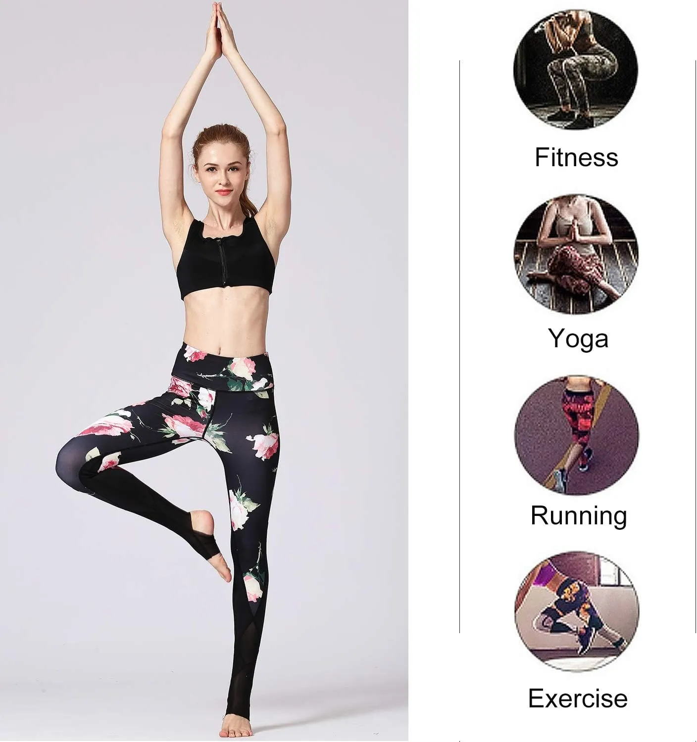 Women Yoga Pants Printed Over The Heel Stirrup Yoga Leggings High Waist Power Flex Capris Leggings for Fitness Running