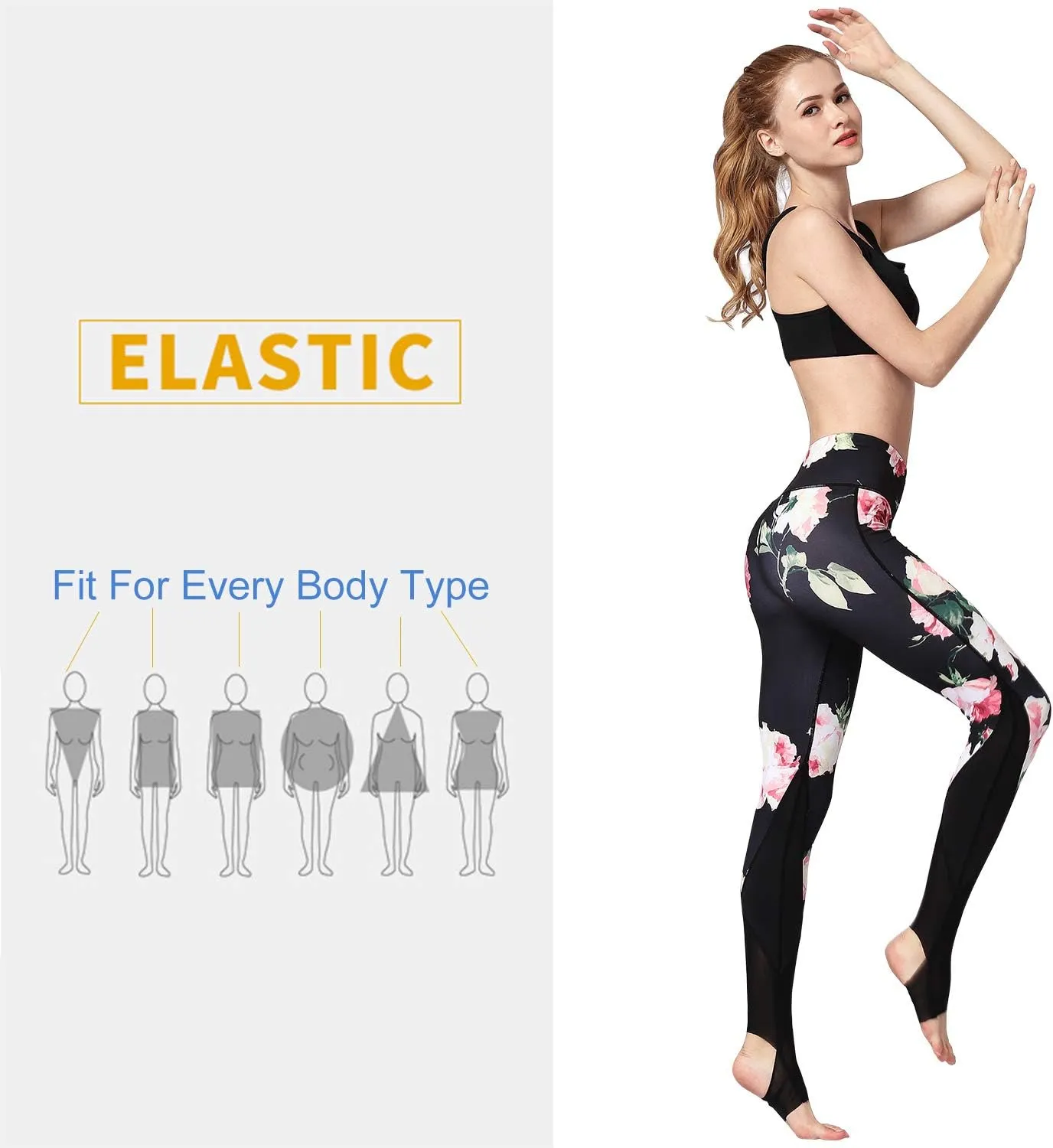 Women Yoga Pants Printed Over The Heel Stirrup Yoga Leggings High Waist Power Flex Capris Leggings for Fitness Running