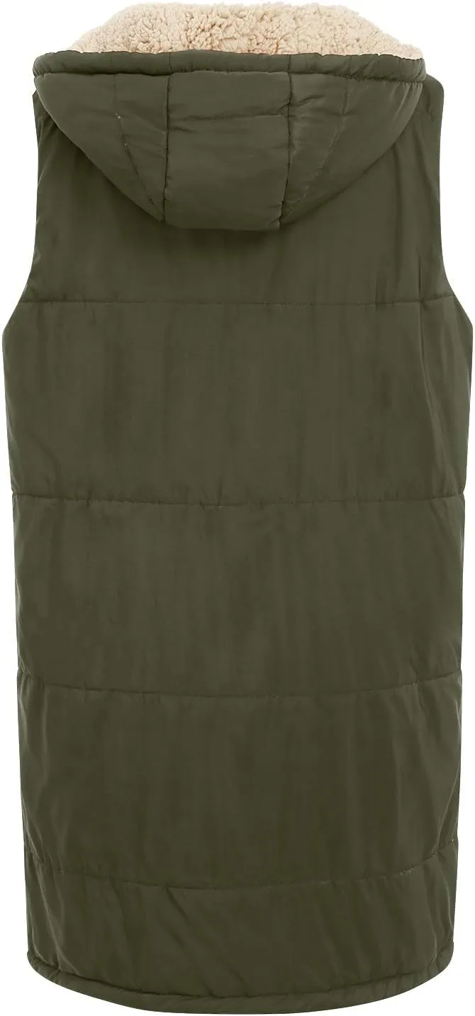 Womens 2024 Fall Fashion Reversible Vest Casual Sleeveless Lined Fleece Jacket Gilet Long Zip Up Warm Coat with Pocket
