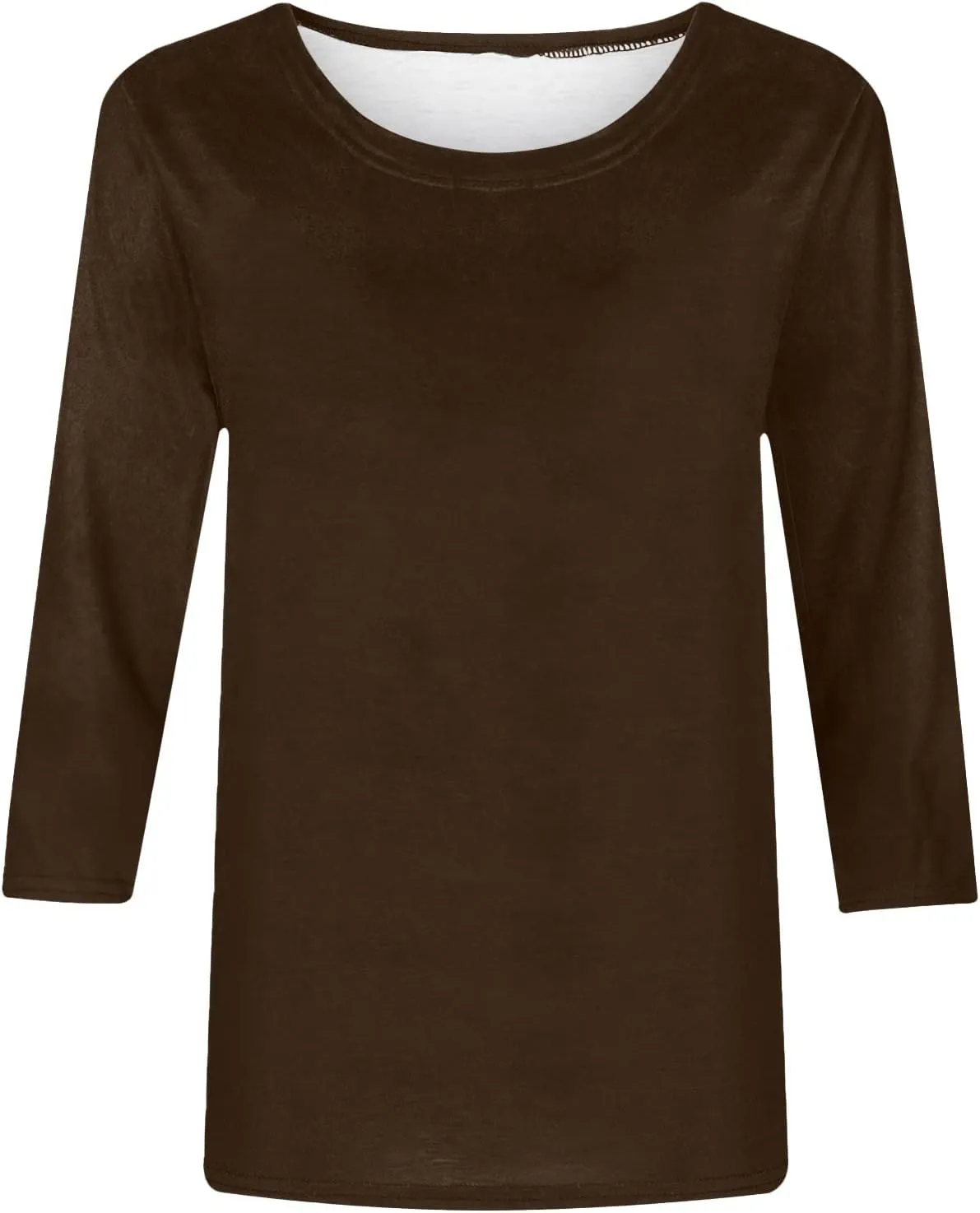 Womens 3/4 Sleeve T-Shirt Plain Pullover Tops Cozy Crewneck Casual Top Three Quarter Length Sleeve T Shirt Soft Basic Blouse