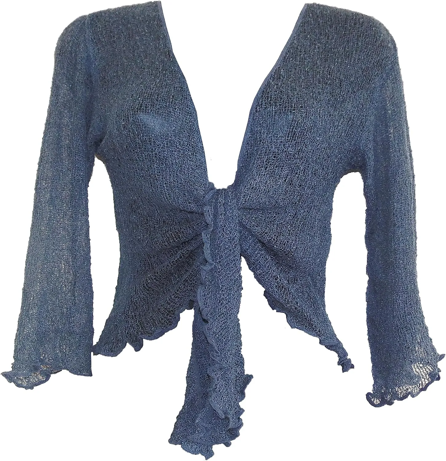 Womens Bali Crochet Knitted Cropped Bolero Sheer Cardigan Ladies Tie Up Open Front Shrug Plus Size Lightweight Summer Top